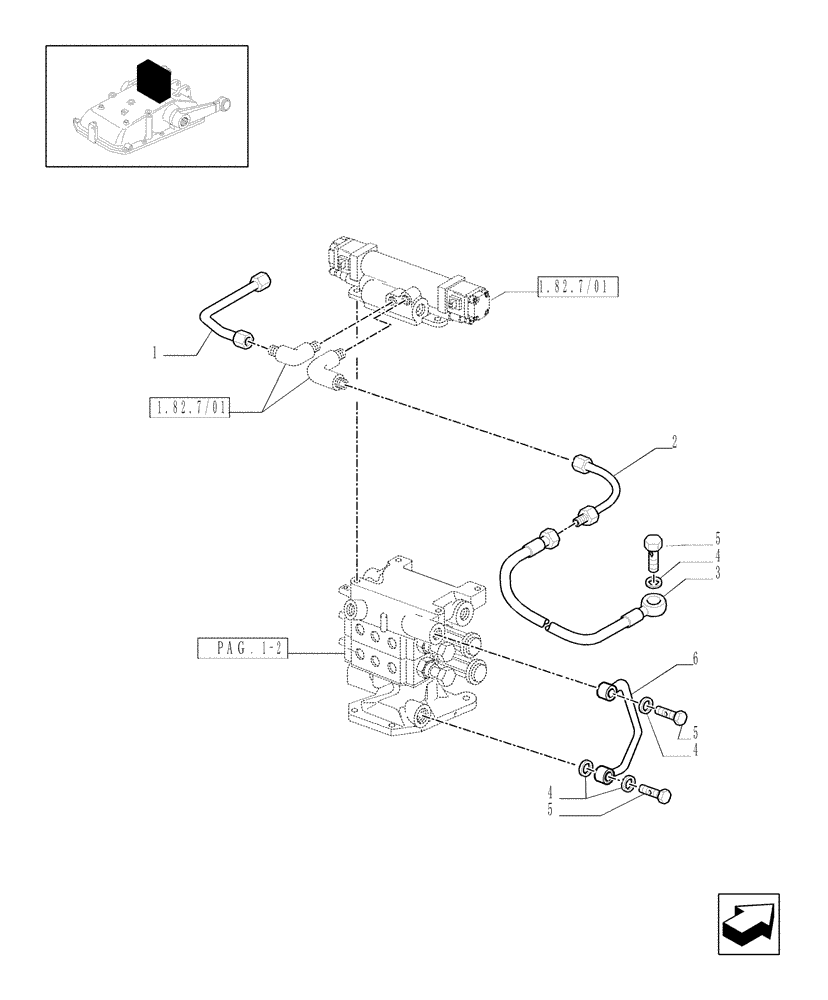 Схема запчастей Case IH JX1075C - (1.82.7/05[03]) - (VAR.028) 2 REMOTE VALVES FOR MID-MOUNT AND EDC - PIPES - C5484 (07) - HYDRAULIC SYSTEM