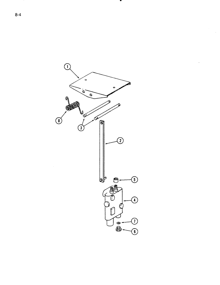 Схема запчастей Case IH 4000 - (8-04) - CONTROL VALVE PEDAL, SINGLE AUGER HEADER (08) - HYDRAULICS