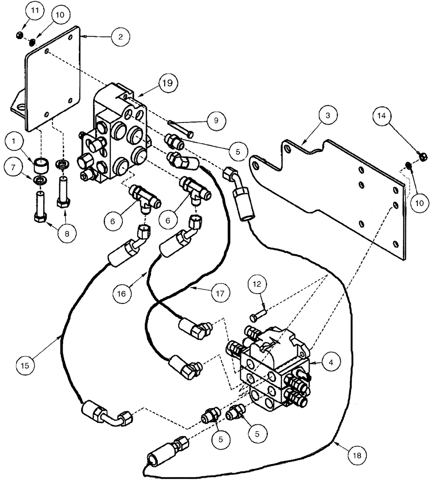 Схема запчастей Case IH L405 - (08-24) - MOUNTING BRACKETS EXTERNAL VALVE 2 Function - C50 - C60 With Self Leveling (08) - HYDRAULICS