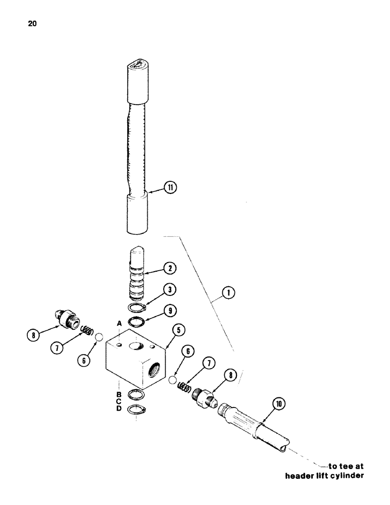 Схема запчастей Case IH 742 - (20) - HYDRAULICS, RIGHT WHEEL VALVE, P.I.N. 2280 AND AFTER 