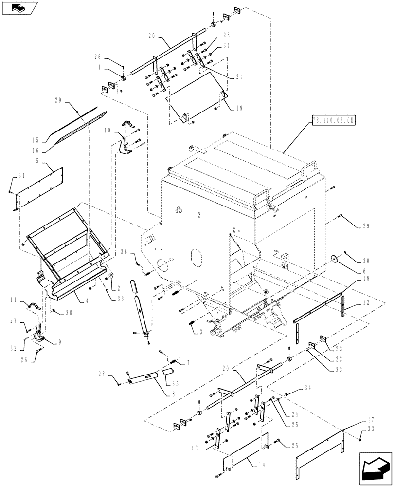 Схема запчастей Case IH 810 - (78.110.03.CD) - TRIPLE BIN, SUPPLEMENTAL ASSEMBLY, LH, 50 CUBIC FEET (78) - SPRAYING