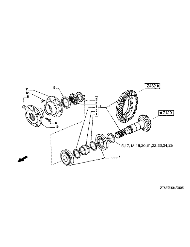 Схема запчастей Case IH 8790 - (282) - STEERING AXLE, RING GEAR, PINION (23) - FOUR WHEEL DRIVE SYSTEM