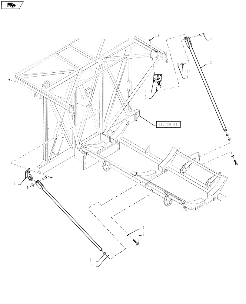 Схема запчастей Case IH 610 - (39.130.04) - MAST BRACE (39) - FRAMES AND BALLASTING