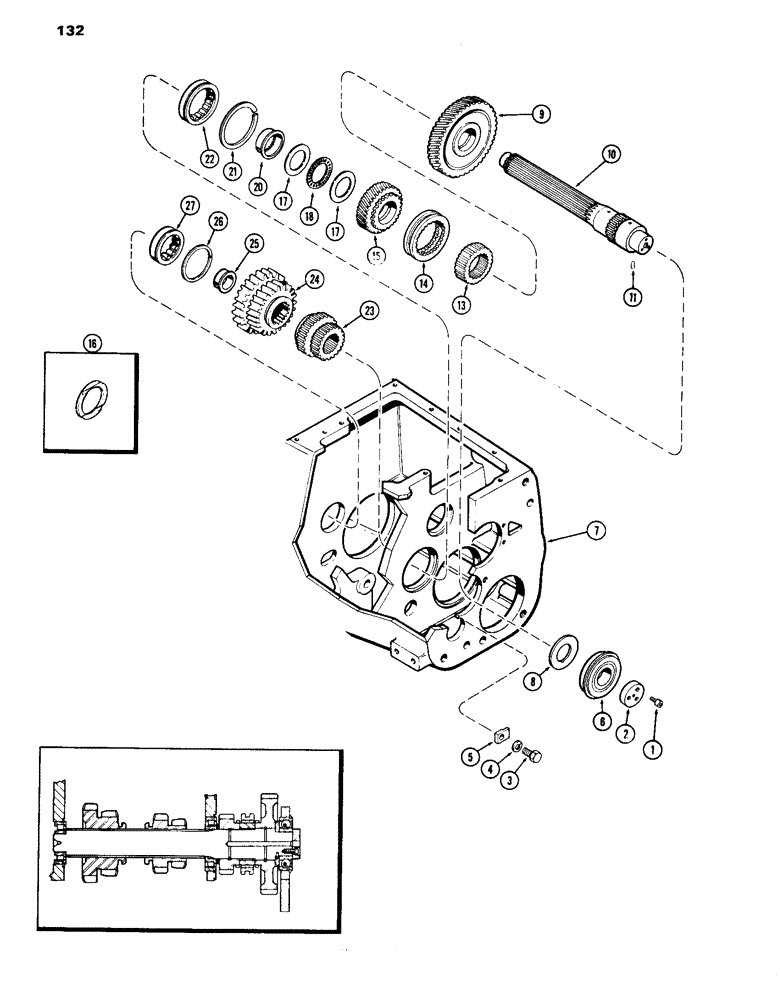 Схема запчастей Case IH 1070 - (132) - SLIDING GEAR SHAFT, MECHANICAL SHIFT (06) - POWER TRAIN