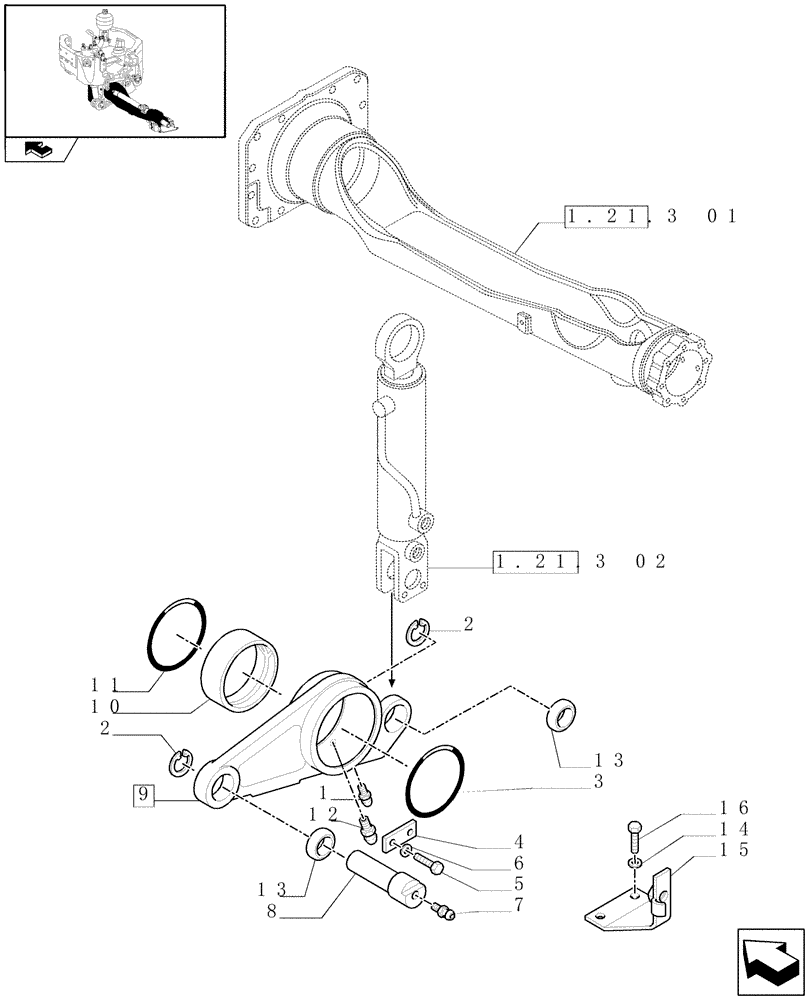 Схема запчастей Case IH MAXXUM 130 - (1.21.3[03]) - (CL.3) SUSPENDED FRONT AXLE - CYLINDER SUSPENSION (VAR.330414-330427) (03) - TRANSMISSION