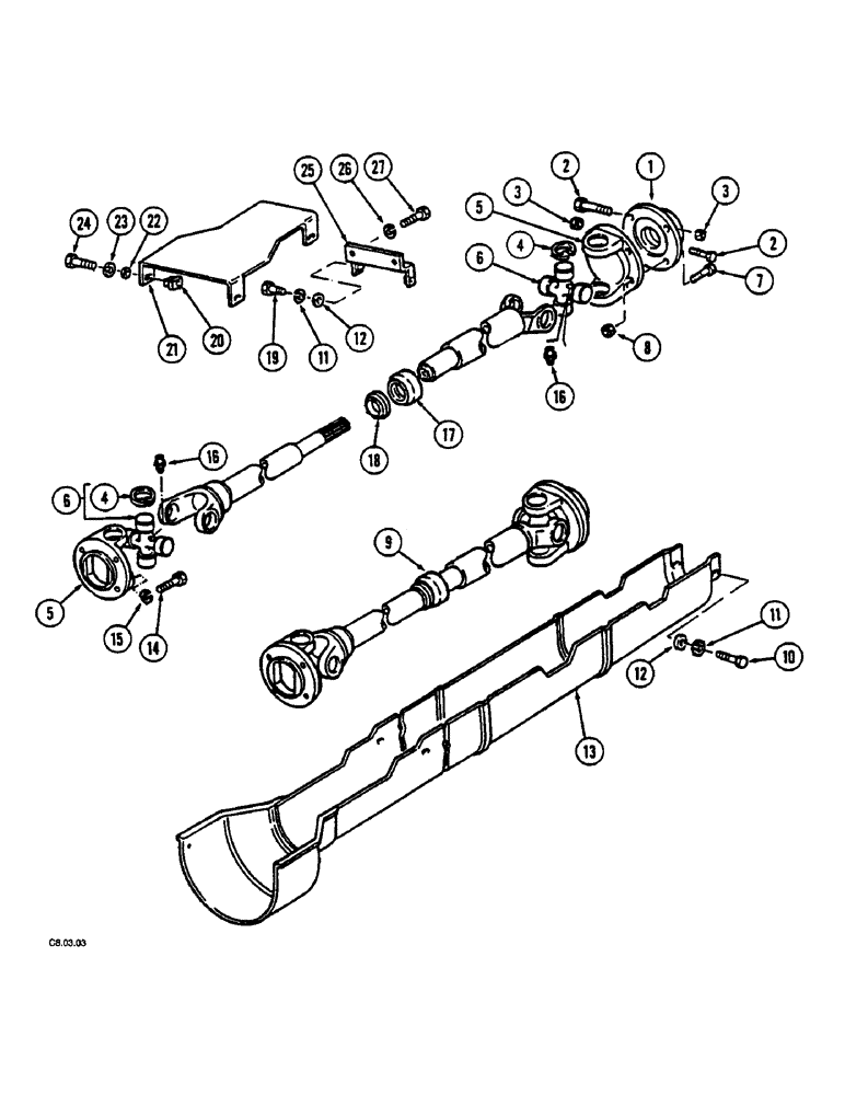 Схема запчастей Case IH 2150 - (6-102[C]) - DRIVE SHAFT - MFD, 2150 - (P.I.N. : CGC15120-) (06) - POWER TRAIN