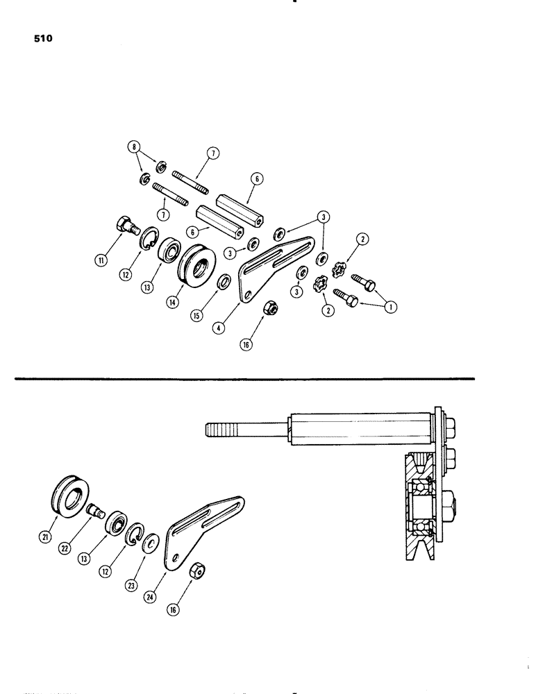 Схема запчастей Case IH 1270 - (510) - AIR CONDITIONER, IDLER AND PULLEY (09) - CHASSIS/ATTACHMENTS