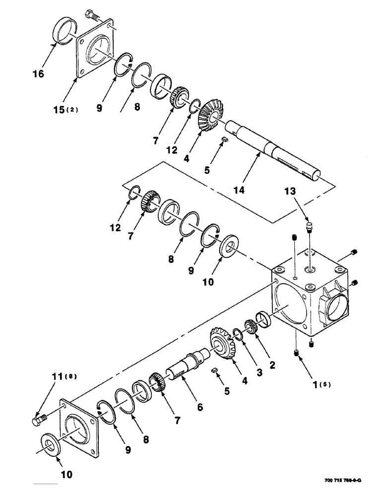 Схема запчастей Case IH 625 - (2-18) - GEARBOX ASSEMBLY, 700715769 GEARBOX ASSEMBLY COMPLETE (58) - ATTACHMENTS/HEADERS