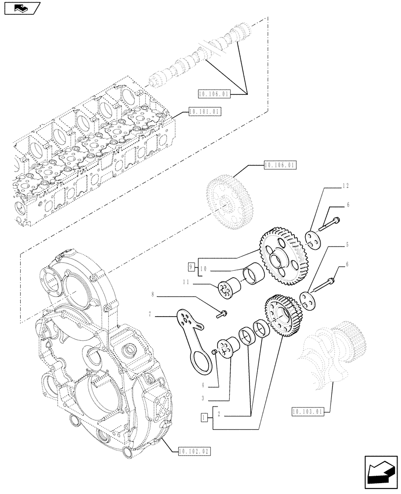 Схема запчастей Case IH 635 - (10.106.05) - PULLEY - CRANKSHAFT (10) - ENGINE