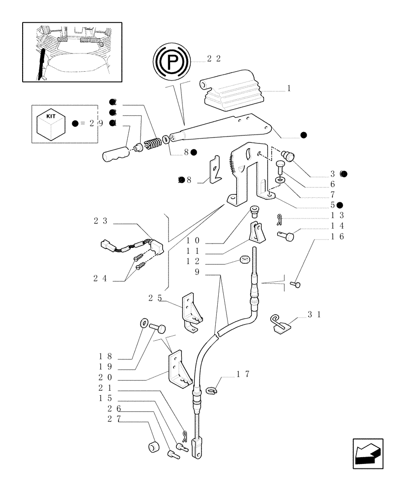 Схема запчастей Case IH MXU110 - (1.95.1) - HANDBRAKE CONTROL (10) - OPERATORS PLATFORM/CAB