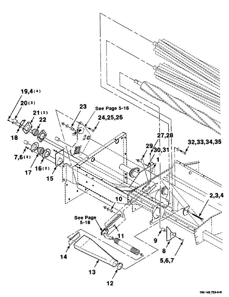 Схема запчастей Case IH DC515 - (5-12) - HAY CONDITIONER ASSEMBLY, RIGHT (09) - CHASSIS