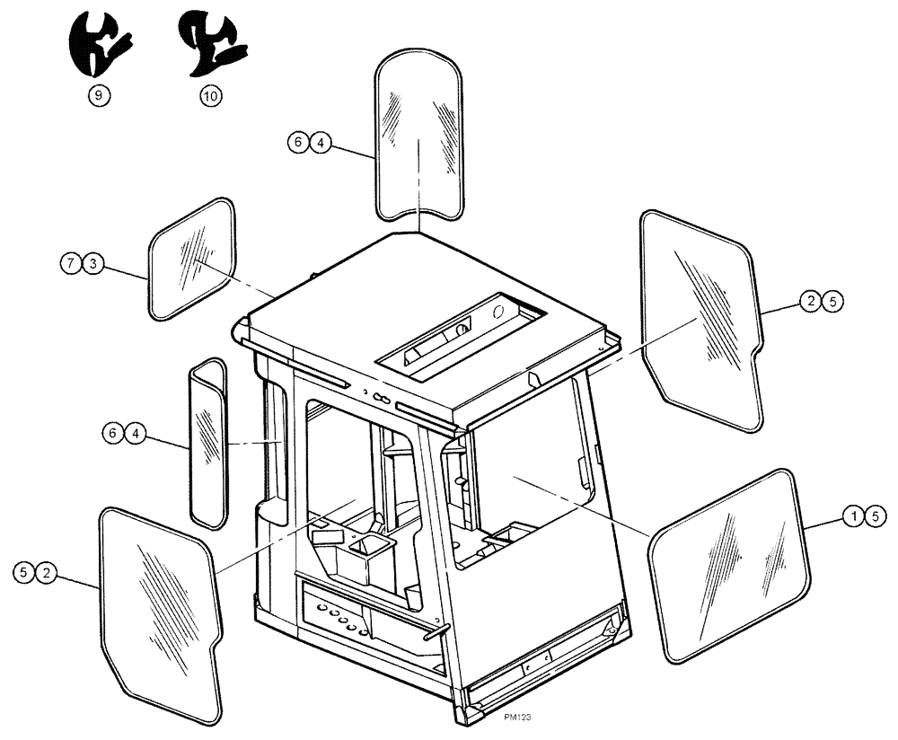 Схема запчастей Case IH SPX3200 - (01-013) - CAB GLASS Cab Interior