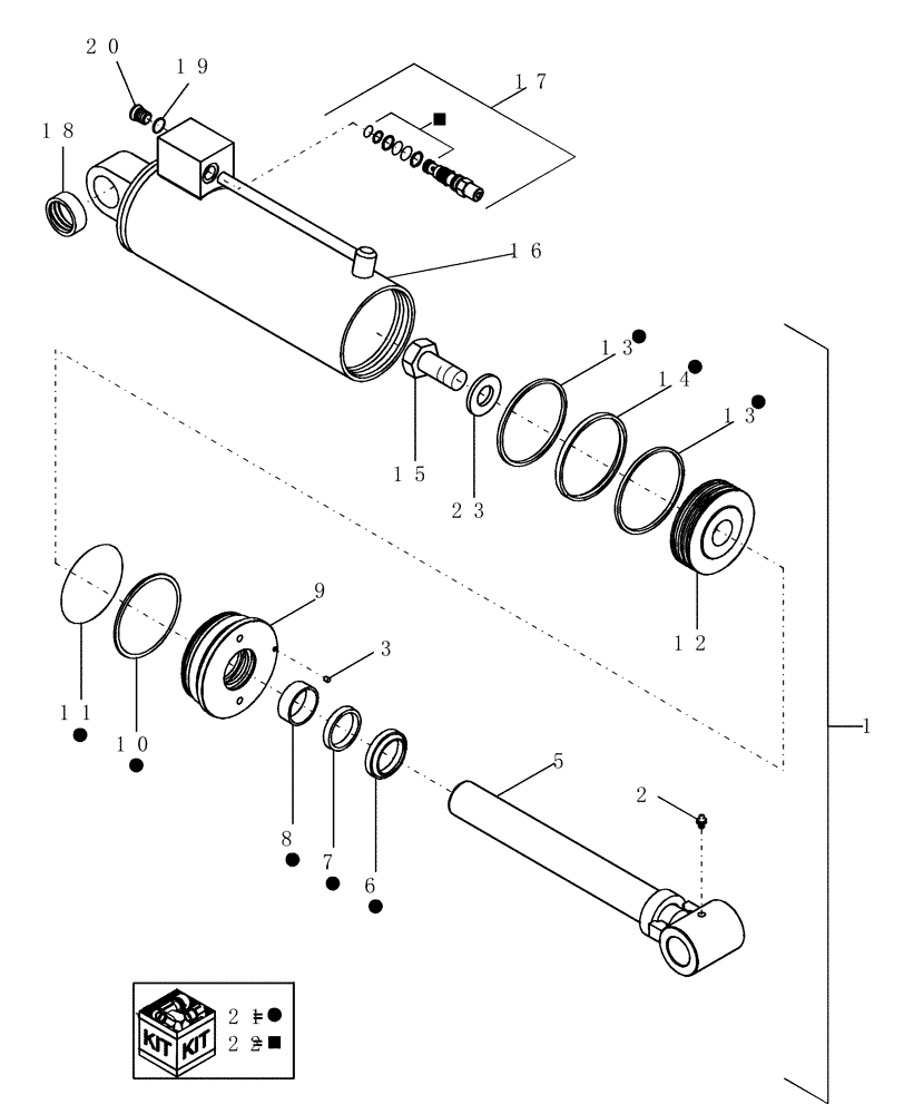 Схема запчастей Case IH 1200PT - (A.10.A[14]) - HYDRAULIC CYLINDER - 87463263 A - Distribution Systems