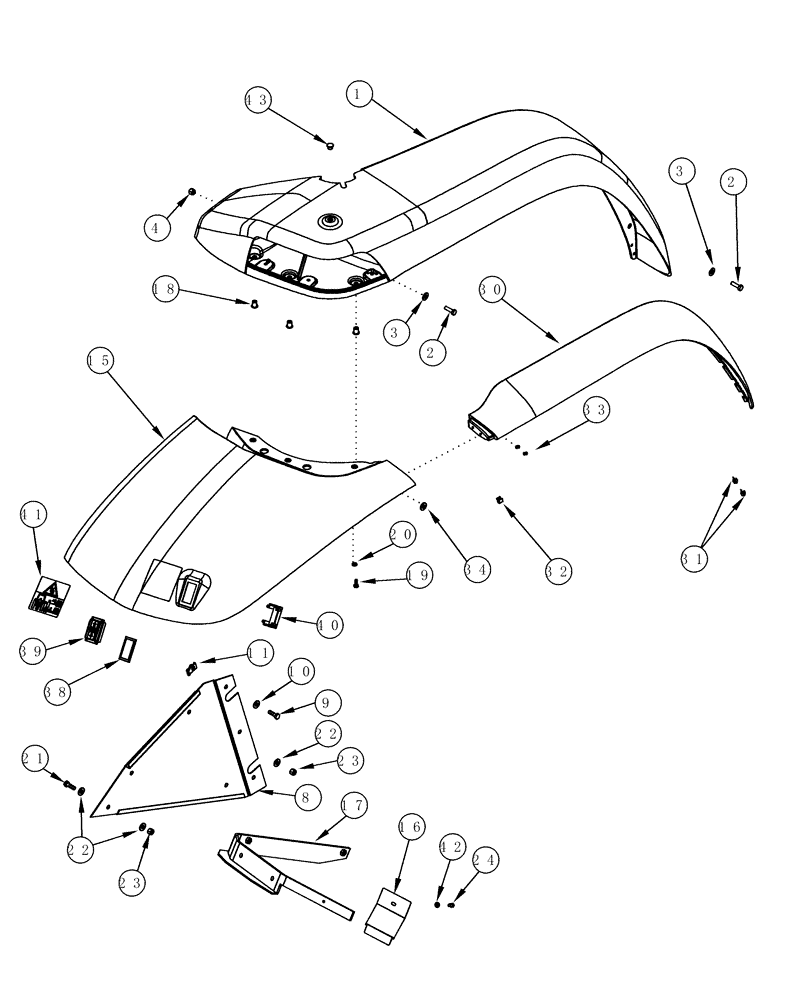 Схема запчастей Case IH MX200 - (09-08) - FENDERS REAR (09) - CHASSIS/ATTACHMENTS