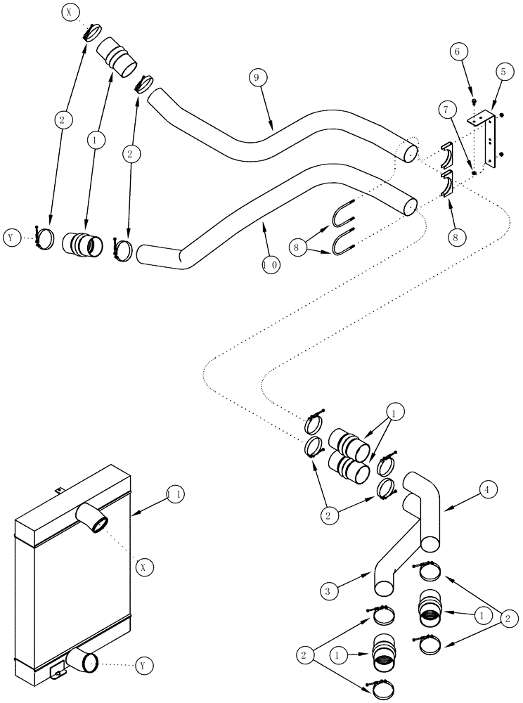 Схема запчастей Case IH CPX610 - (02-05) - INTERCOOLER SYSTEM (01) - ENGINE