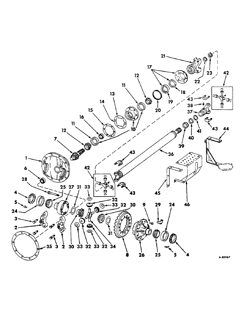 Схема запчастей Case IH 2806 - (J-26) - STEERING MECHANISM, FRONT AXLE DIFFERENTIAL AND DRIVE SHAFT, TRACTORS WITH ALL WHEEL DRIVE Steering Mechanism