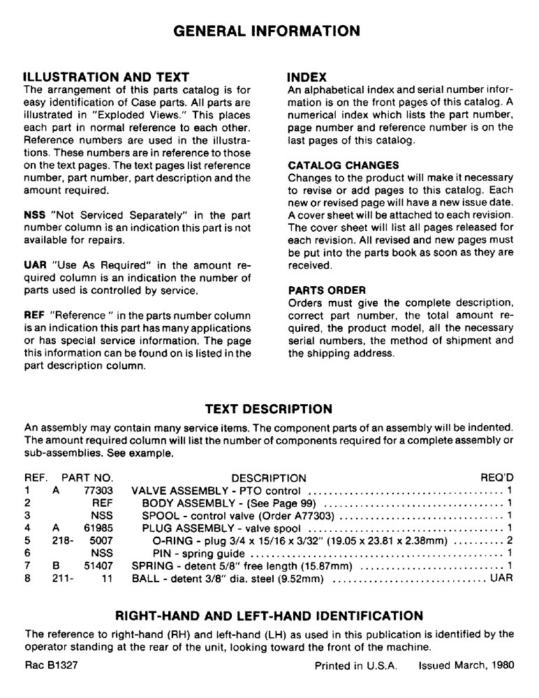 Схема запчастей Case IH 1800 - (01-02) - GENERAL INFORMATION 