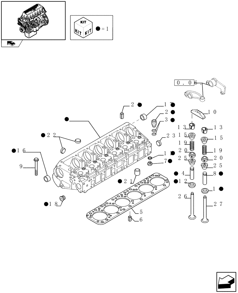 Схема запчастей Case IH F3AE0684N E907 - (0.06.0) - CYLINDER HEAD & RELATED PARTS (504051863 - 504051861 - 504051865) 