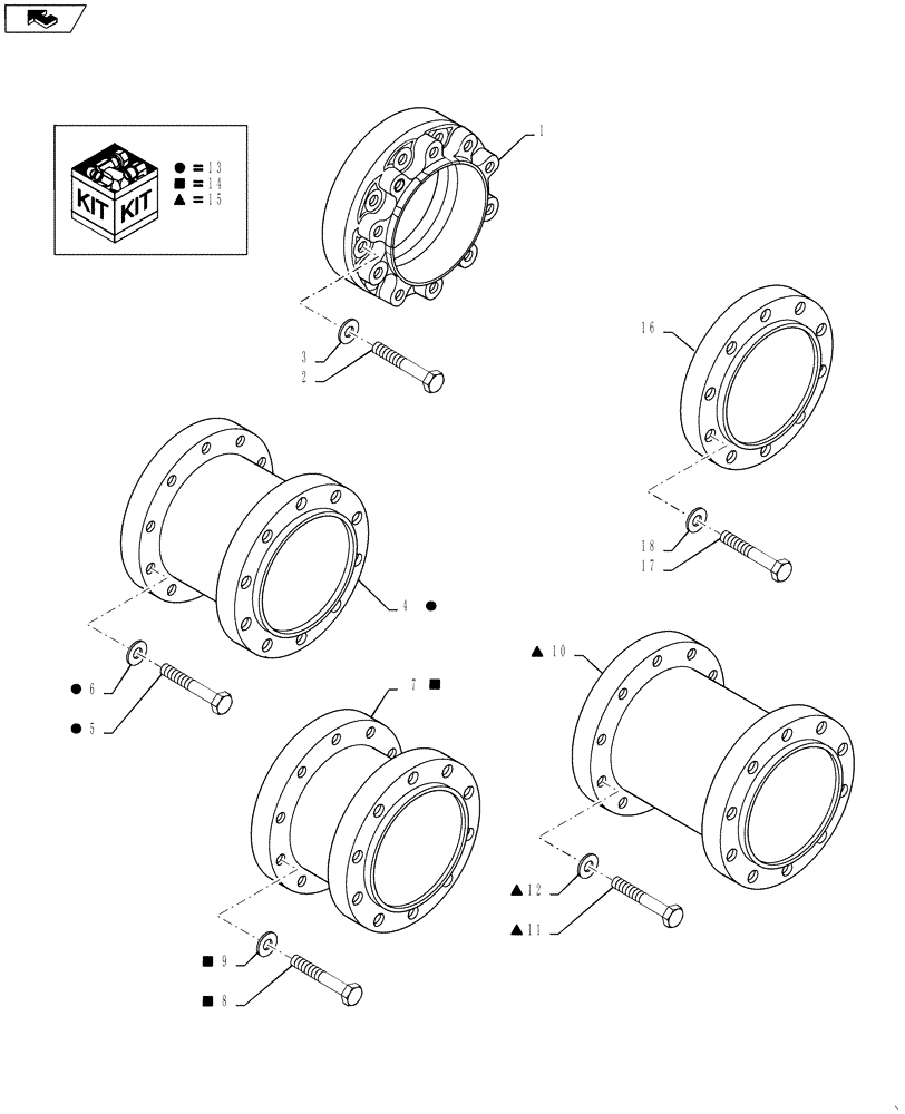 Схема запчастей Case IH MAGNUM 225 - (44.520.02) - SPACER, DUAL REAR WHEELS (44) - WHEELS