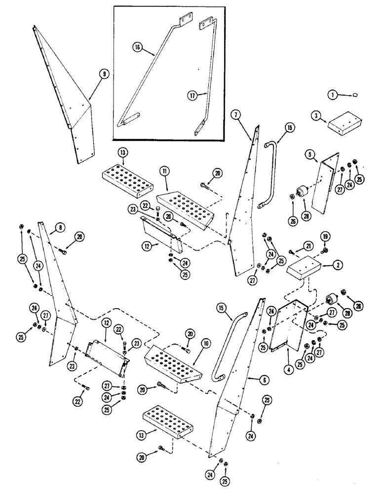 Схема запчастей Case IH 2470 - (432) - STEP, GUARD AND HAND RAIL, PRIOR TO P.I.N. 8825666 (09) - CHASSIS/ATTACHMENTS