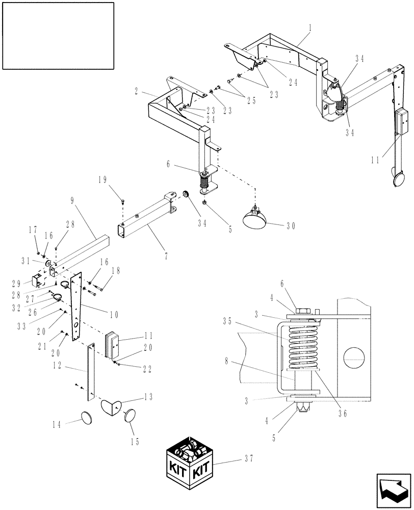 Схема запчастей Case IH 8010 - (55.408.05) - LIGHTS, WARNING REAR - EU ONLY (55) - ELECTRICAL SYSTEMS