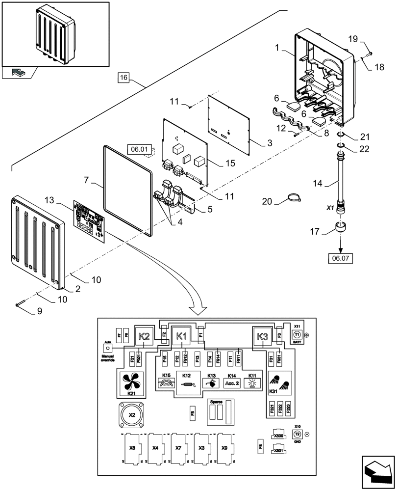 Схема запчастей Case IH LB433S - (06.21[01]) - CONTROL BOX (06) - ELECTRICAL SYSTEMS