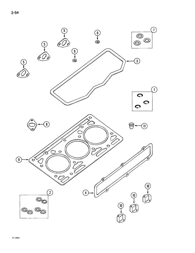 Схема запчастей Case IH 395 - (2-054) - ENGINE SERVICE KIT, CYLINDER HEAD GASKETS (02) - ENGINE