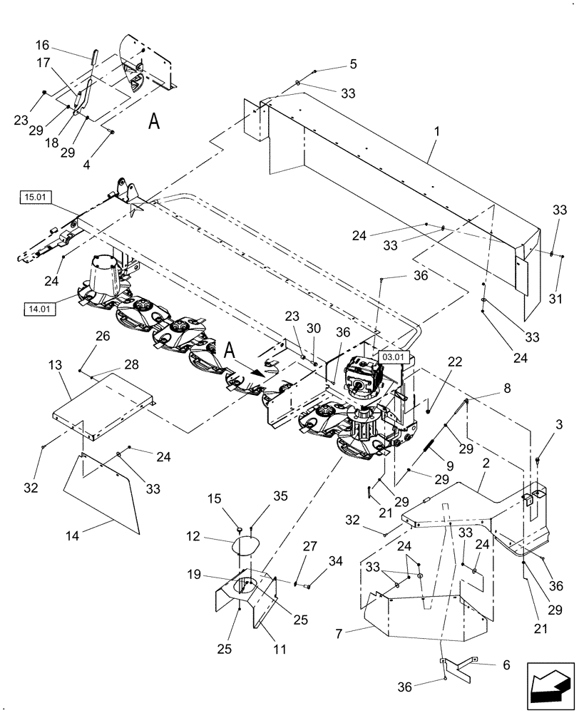 Схема запчастей Case IH TD102 - (08.02) - SHIELDING, LH & REAR (90) - PLATFORM, CAB, BODYWORK AND DECALS