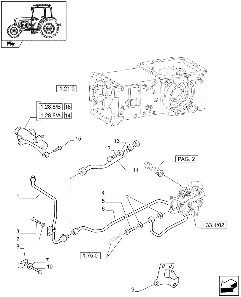 Схема запчастей Case IH FARMALL 65C - (1.28.8[01]) - GEAR LUBRICATION SYSTEM (03) - TRANSMISSION