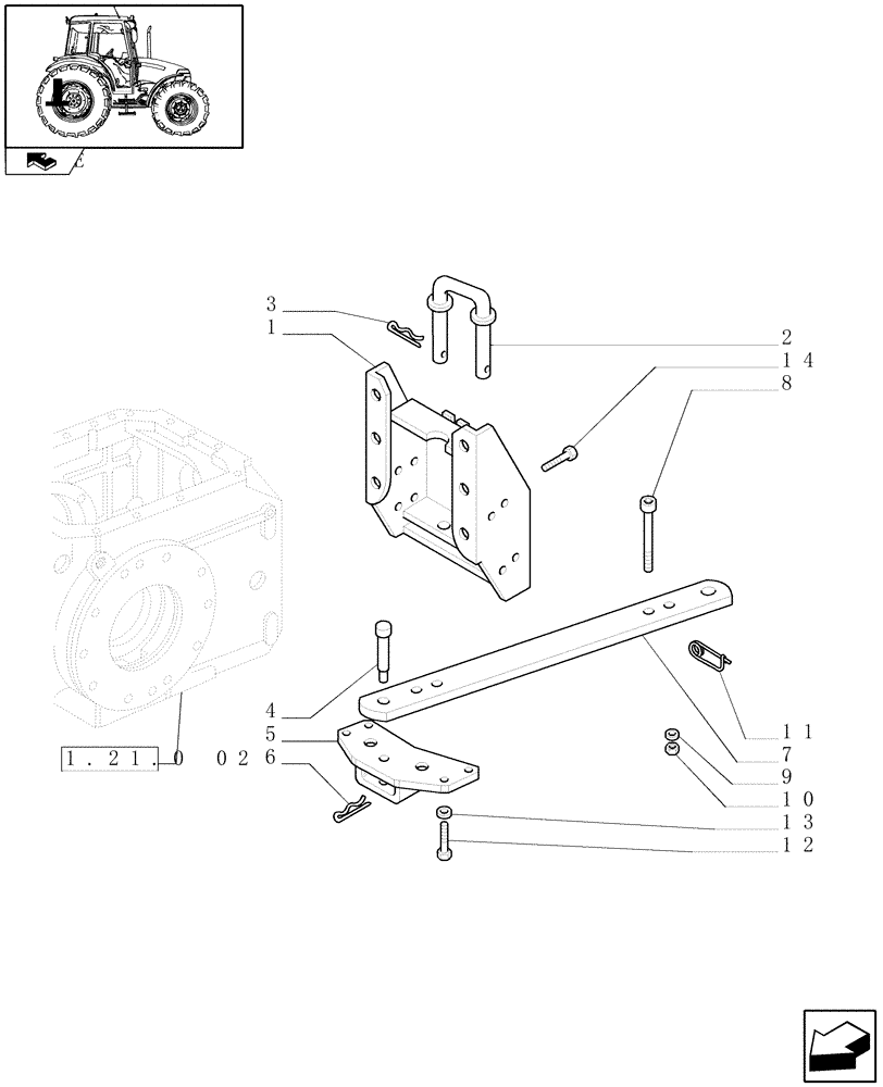 Схема запчастей Case IH FARMALL 60 - (1.89.0/01) - DRAWBAR AND SUPPORT WITHOUT PIN (HOLE DIAMETER 33 MM) (VAR.335905) (09) - IMPLEMENT LIFT