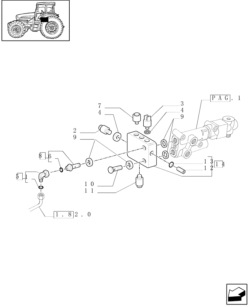 Схема запчастей Case IH JX80U - (1.82.713/03[02]) - (VAR.412) TRAILER BRAKE VALVE (CCLS POWER-SHUTTLE) ITALY - BLOCK (07) - HYDRAULIC SYSTEM