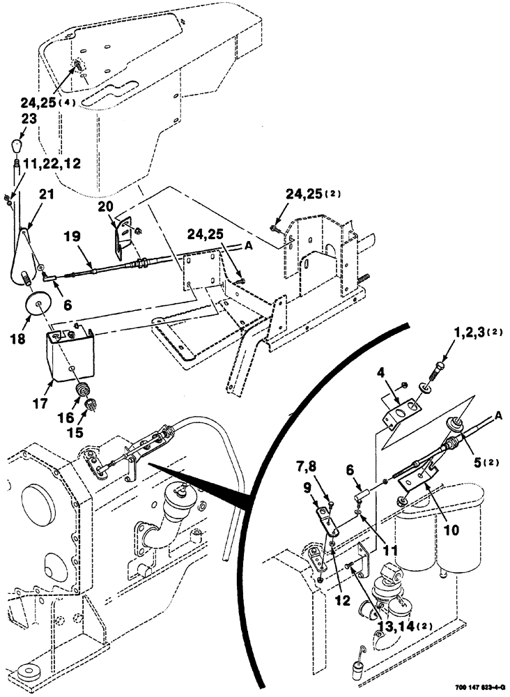 Схема запчастей Case IH 8860 - (02-22) - THROTTLE, LINKAGE AND MOUNTING ASSEMBLY (8860 80HP) (10) - ENGINE