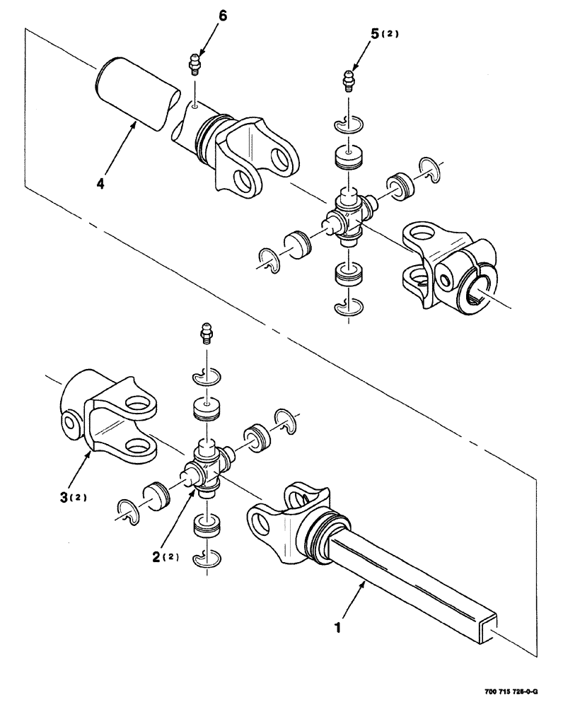 Схема запчастей Case IH 525 - (02-042) - U-JOINT ASSEMBLY (LOWER-14 FOOT) (58) - ATTACHMENTS/HEADERS