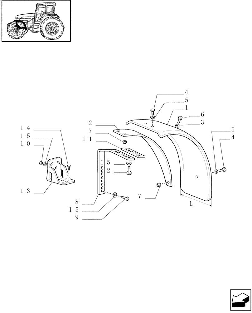 Схема запчастей Case IH JX70U - (1.43.0/03) - (VAR.495) FRONT MUDGUARDS- 4WD - SUPPORTS - ARMS (04) - FRONT AXLE & STEERING