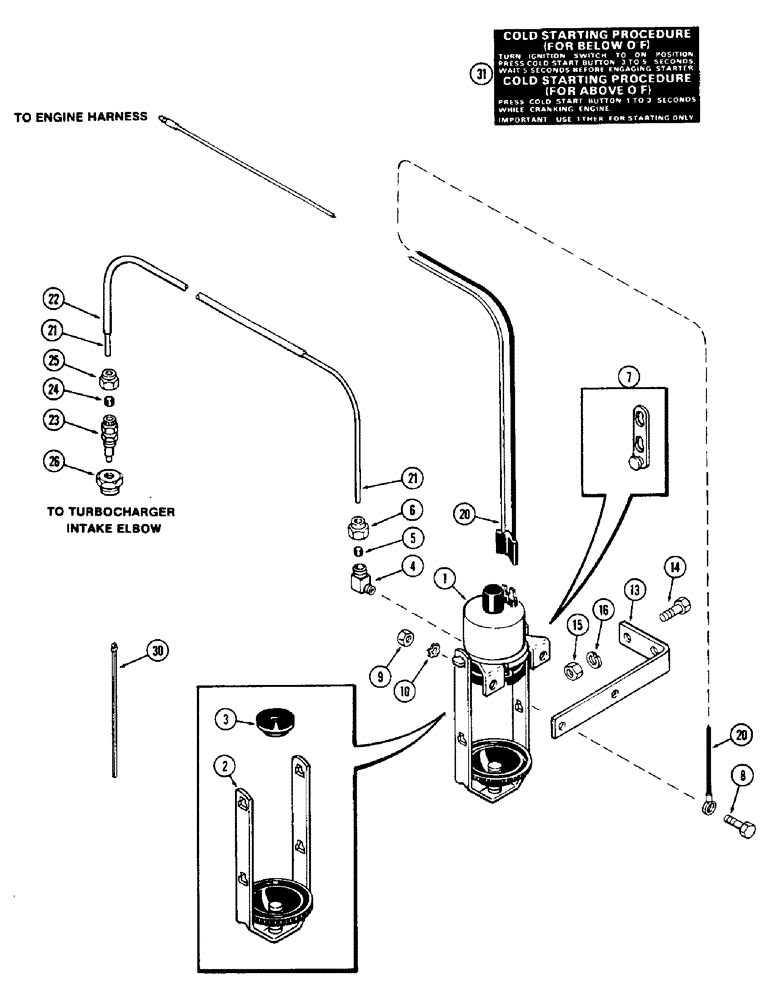 Схема запчастей Case IH 2870 - (014) - ETHER STARTING AID, 674 CUBIC INCH DIESEL ENGINE, FIELD INSTALLATION (02) - ENGINE