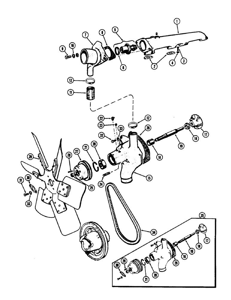 Схема запчастей Case IH 1060 - (374) - ENGINE COOLING SYSTEM, (301) DIESEL AND (284) SPARK IGNITION ENGINE (10) - ENGINE