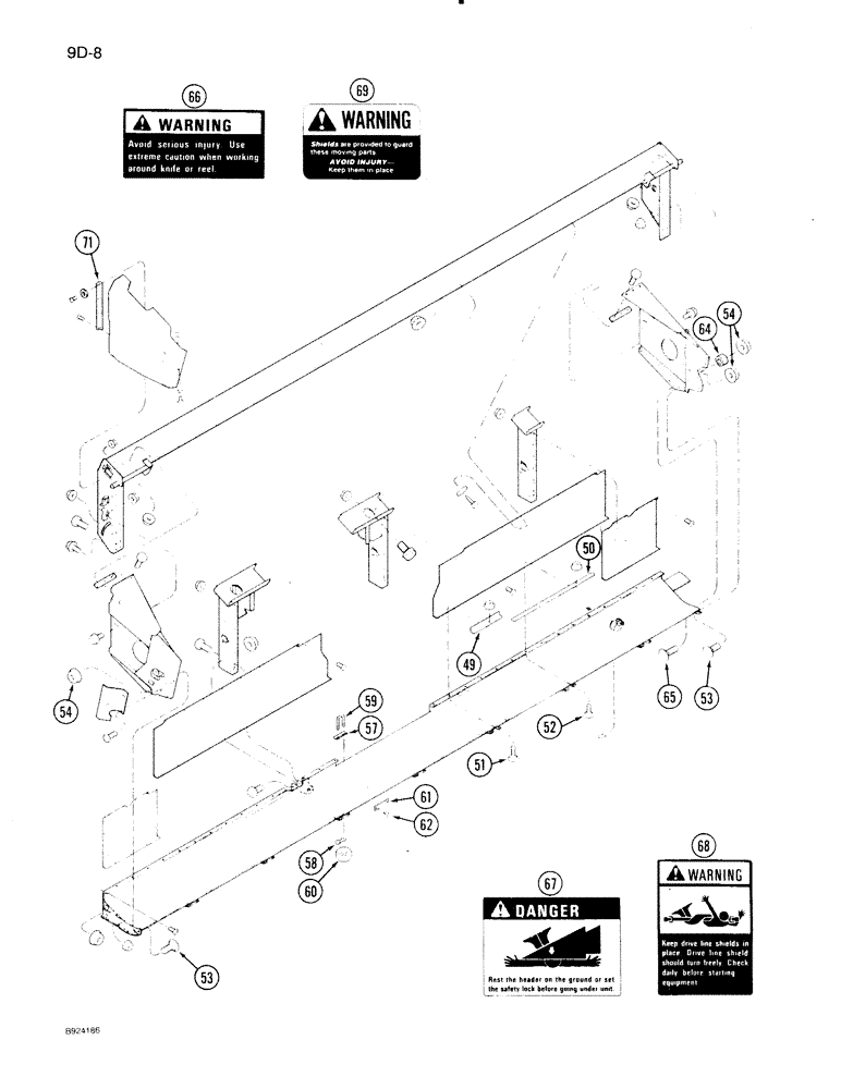 Схема запчастей Case IH 1020 - (9D-08) - MAIN FRAME, 22-1/2, 25, AND 30 FOOT HEADER (58) - ATTACHMENTS/HEADERS