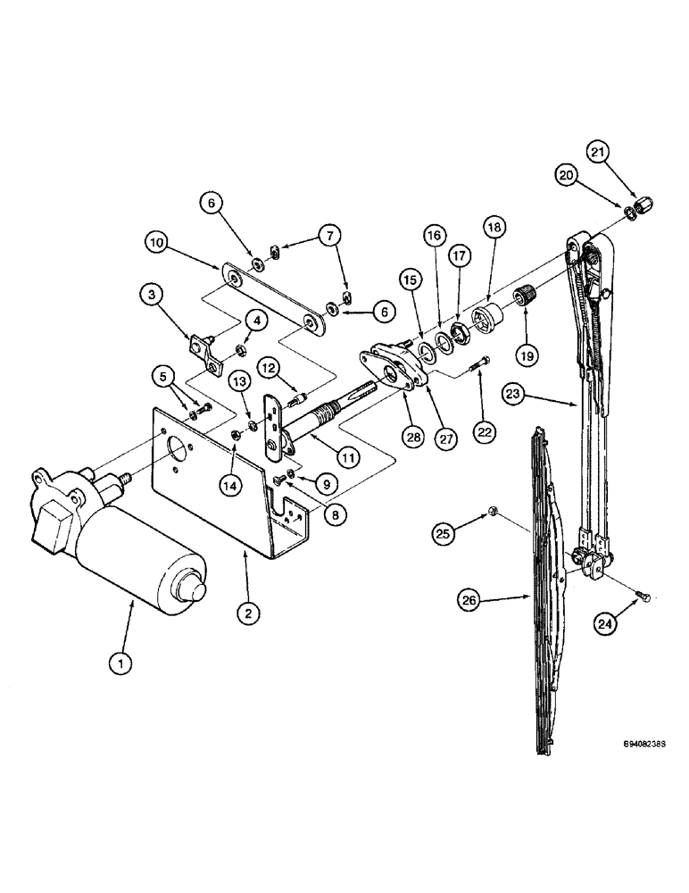 Схема запчастей Case IH 2144 - (4-66) - WINDSHIELD WIPER ASSEMBLY, SINGLE BLADE (06) - ELECTRICAL