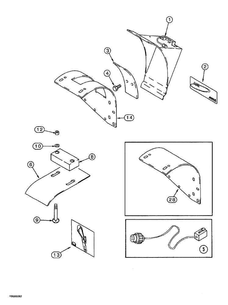 Схема запчастей Case IH AFS - (02-26) - GRAIN FLOW SENSOR MOUNTING (2100 AND 2300 SERIES COMBINES, 1996 AND AFTER) (55) - ELECTRICAL SYSTEMS