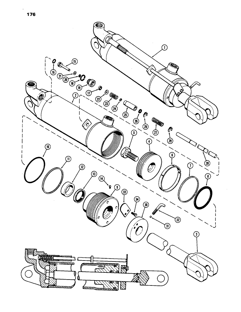 Схема запчастей Case IH 1170 - (176) - G32083 HYDRAULIC CYLINDER, 3-1/4" X 8" REMOTE PORTABLE CYLINDER, 1ST USED TRAC. SER.NO. 8675001 (09) - CHASSIS/ATTACHMENTS