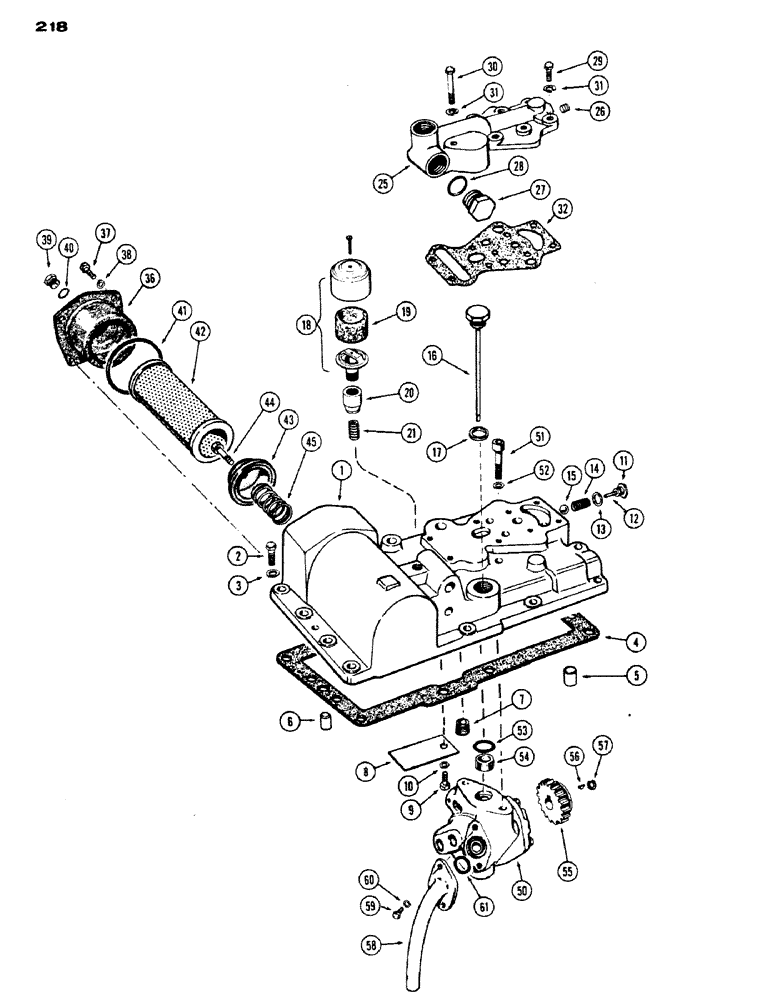 Схема запчастей Case IH 530 - (218) - HYD. HOUSING & COVER, PUMP & FILTER, STANDARD CLUTCH DRIVE (08) - HYDRAULICS