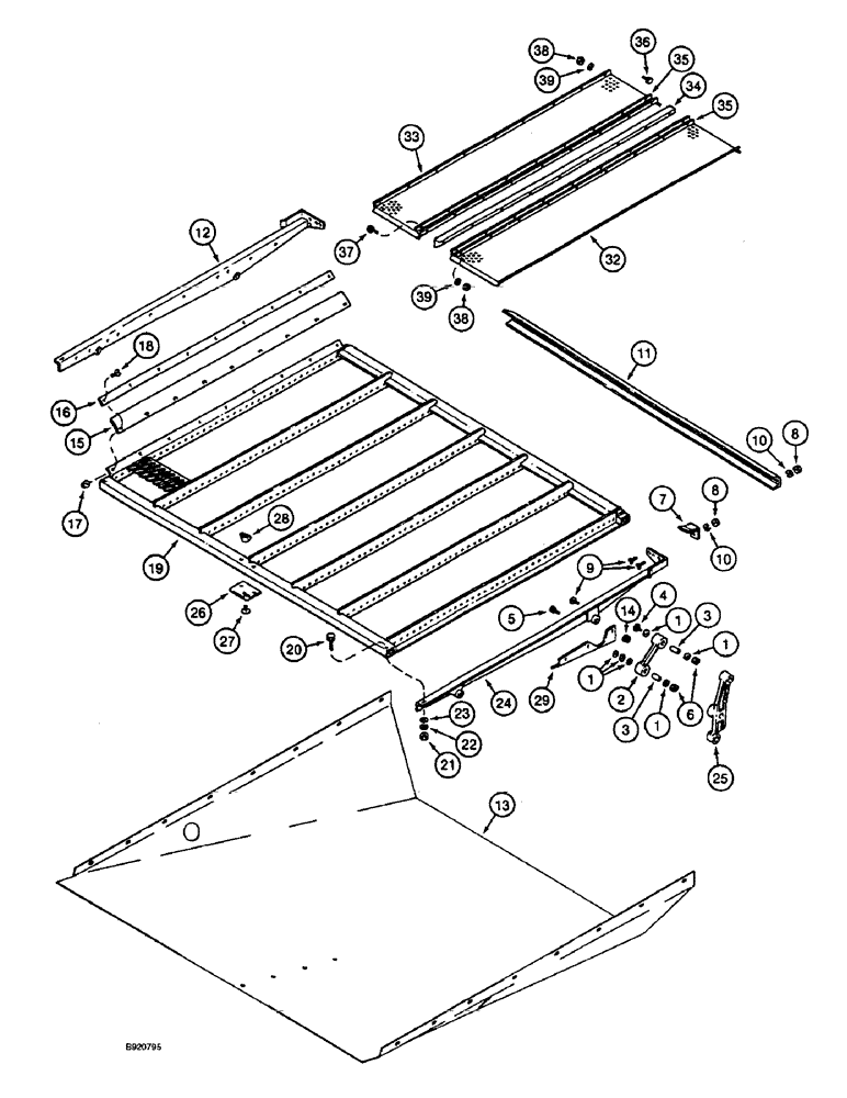 Схема запчастей Case IH 1660 - (9B-48) - SHOE SIEVE, EXTENDED LENGTH CLEANING SYSTEM (14) - ROTOR, CONCANVES & SIEVE