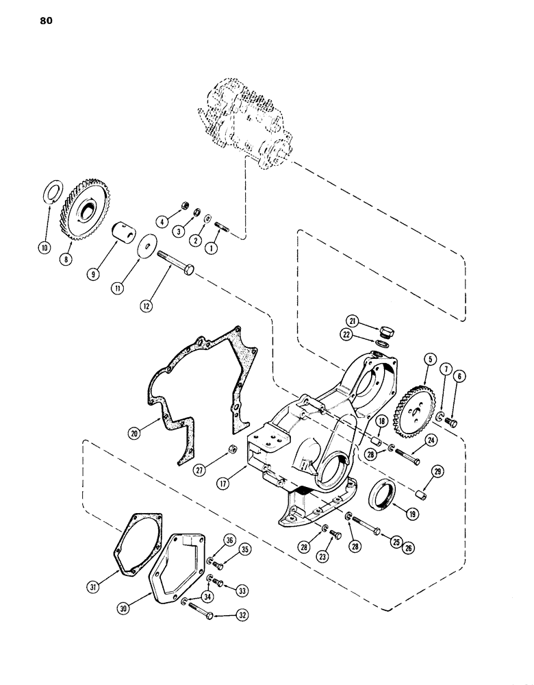 Схема запчастей Case IH 870 - (080) - INJECTION PUMP DRIVE, (336B) DIESEL ENGINE (03) - FUEL SYSTEM