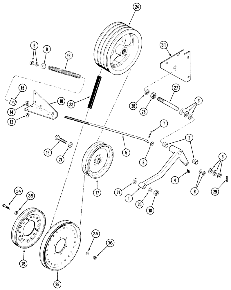 Схема запчастей Case IH 2344 - (09A-01) - BELT DRIVE - JACKSHAFT, FAN (13) - FEEDER