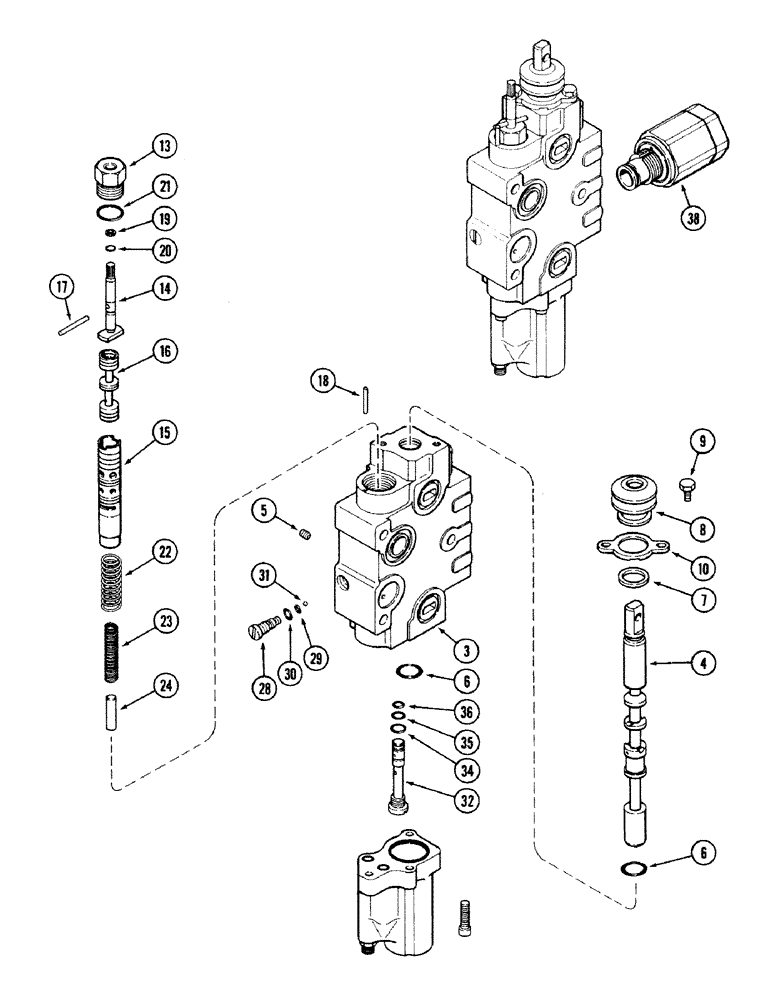 Схема запчастей Case IH 2594 - (8-096) - 1986840C1 REMOTE VALVE BODY ASSEMBLY, WITH LOAD CHECK (08) - HYDRAULICS