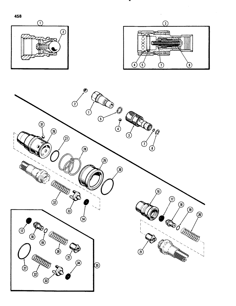 Схема запчастей Case IH 1070 - (0458) - HYDRAULIC COUPLINGS, PRESSURE COUPLINGS (08) - HYDRAULICS