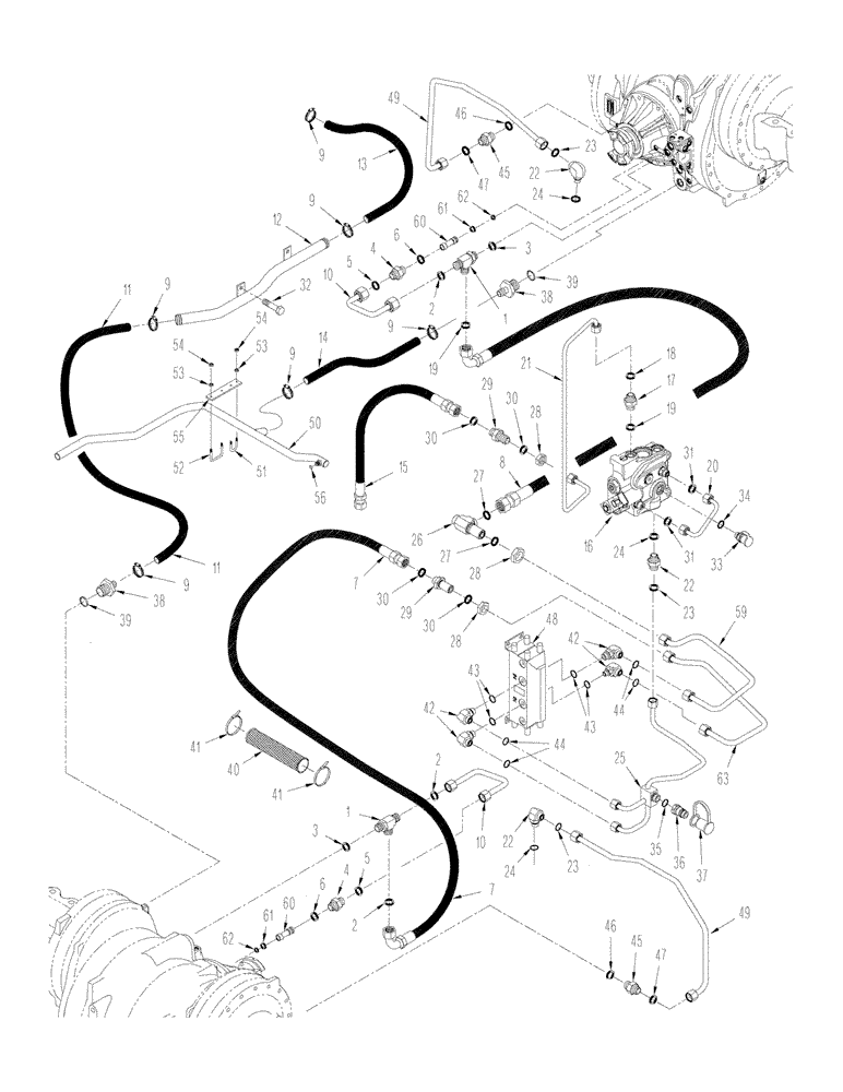 Схема запчастей Case IH STX425 - (08-09[01]) - 500 SERIES AXLE HYDRAULICS - LUBRICATION CIRCUIT, BTW JEE0102001 & JEE0106701, QUADTRAC TRACTOR (08) - HYDRAULICS