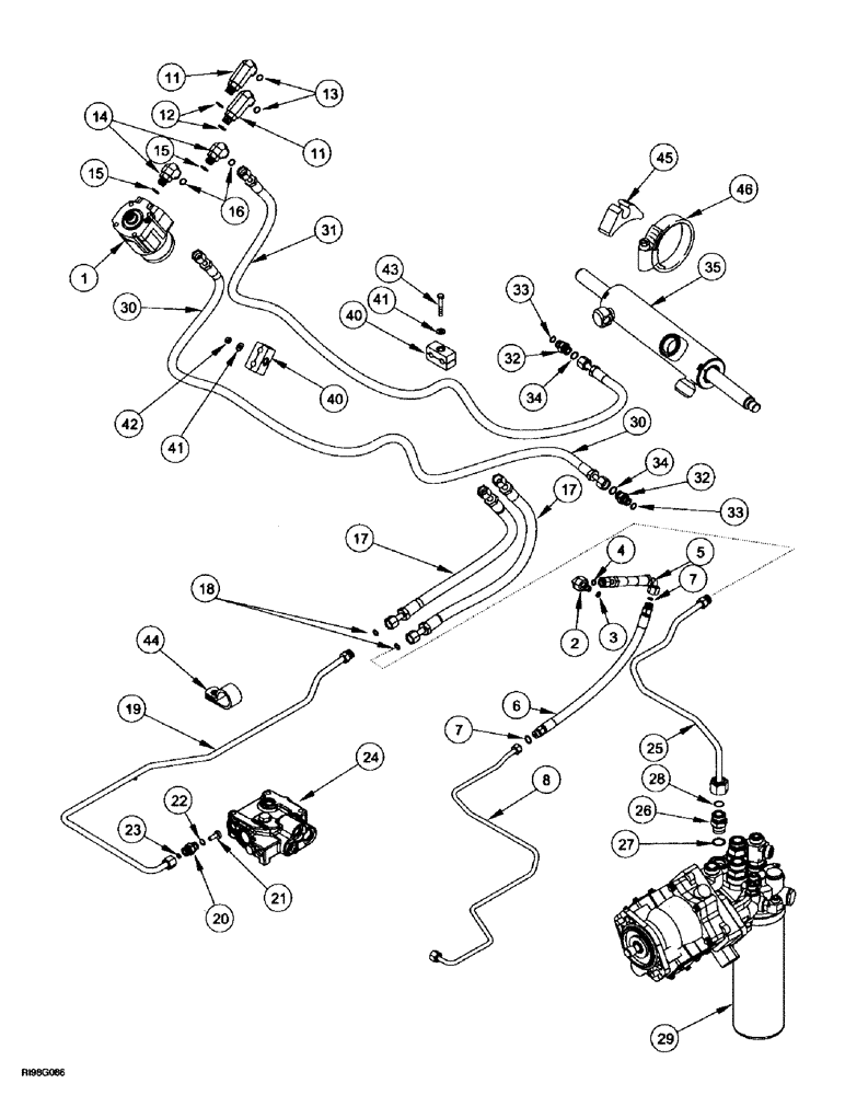 Схема запчастей Case IH MX270 - (5-008) - STEERING SYSTEM, 2-WHEEL DRIVE (05) - STEERING