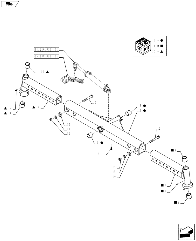 Схема запчастей Case IH FARMALL 75C - (25.100.0801) - 2WD FRONT AXLE - BODY (VAR.330851) (25) - FRONT AXLE SYSTEM