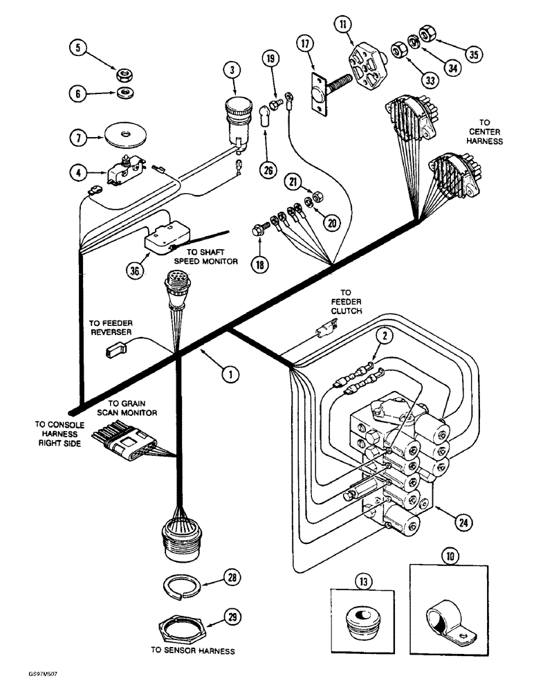 Схема запчастей Case IH 1660 - (4-12) - CONSOLE HARNESS, LEFT-HAND SIDE, PRIOR TO P.I.N JJC0103800 (06) - ELECTRICAL